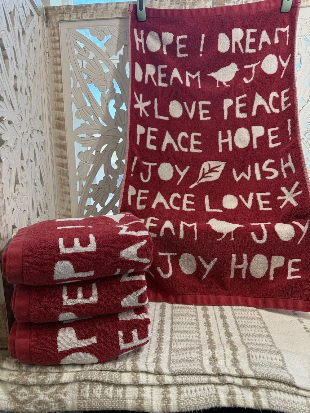 Pottery Barn Holiday  Cotton Towels - 2 towels/4 Hand Towels/4 Washcloths  Set.